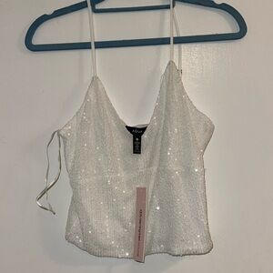 AQUA Sequins Crop Top XS